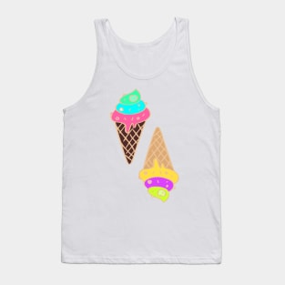 Twisted ice cream with waffle cone and sprinkles on top, gelato cartoon Tank Top